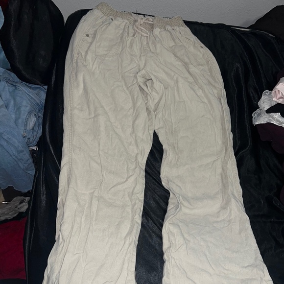 Beige linen pants - Picture 1 of 3